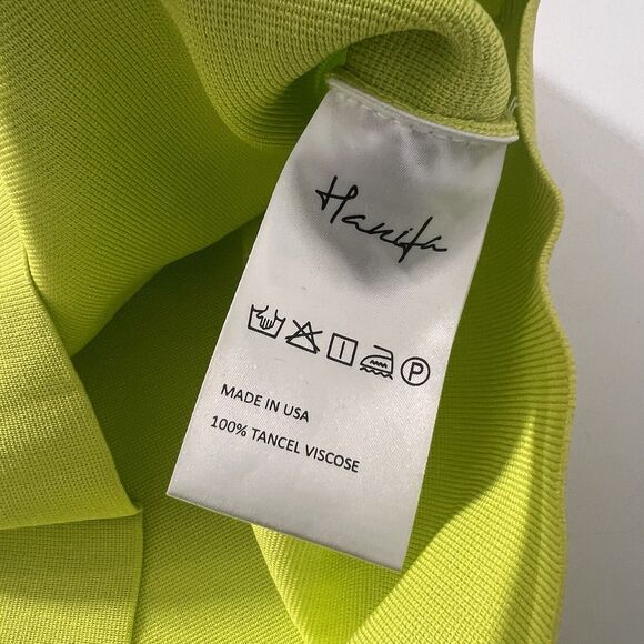 Hanifa Button Up Blouse Women’s L Lime Green Knit Heavyweight Short Sleeve - Picture 7 of 8
